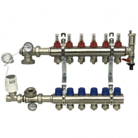 Коллекторный блок KRAKOW с расходомерами 1"х3/4" (6 выходов)