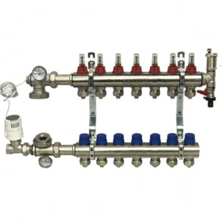 Коллекторный блок KRAKOW с расходомерами 1"х3/4" (7 выходов)